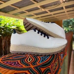 Women's Size US 5 Bakers White Espadrille‎ Platform Sneakers